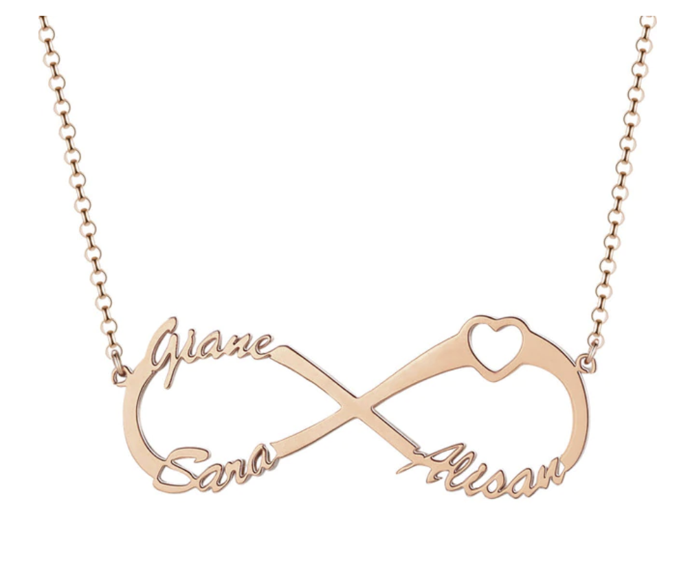 Personalized Sterling Silver Infinity Symbol 3 Custom Name Pendant Necklace, Gift for Family Members & Friends-Customized Jewel