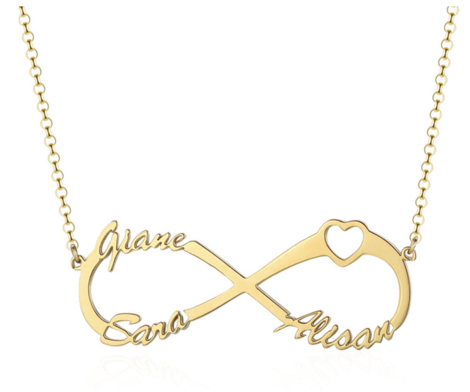 Personalized Sterling Silver Infinity Symbol 3 Custom Name Pendant Necklace, Gift for Family Members & Friends-Customized Jewel