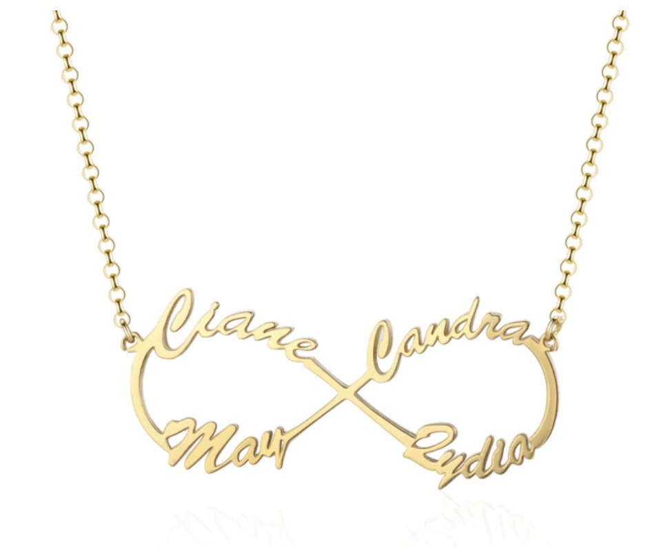 Personalized Sterling Silver Infinity Symbol 4 Custom Name Pendant Necklace, Gift for Family Members & Friends-Customized Jewel