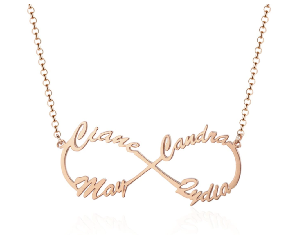 Personalized Sterling Silver Infinity Symbol 4 Custom Name Pendant Necklace, Gift for Family Members & Friends-Customized Jewel