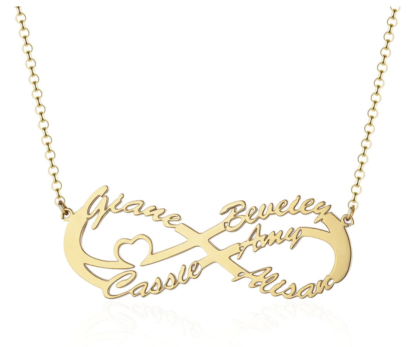 Personalized Sterling Silver Infinity Symbol 5 Custom Name Pendant Necklace, Gift for Family Members & Friends-Customized Jewel