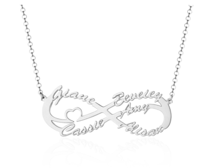 Personalized Sterling Silver Infinity Symbol 5 Custom Name Pendant Necklace, Gift for Family Members & Friends-Customized Jewel