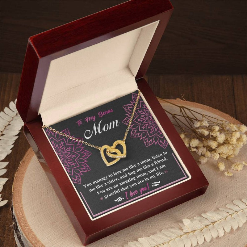 To My Mom Mothers Day Interlocking Necklace With Message Card-Customized Jewel