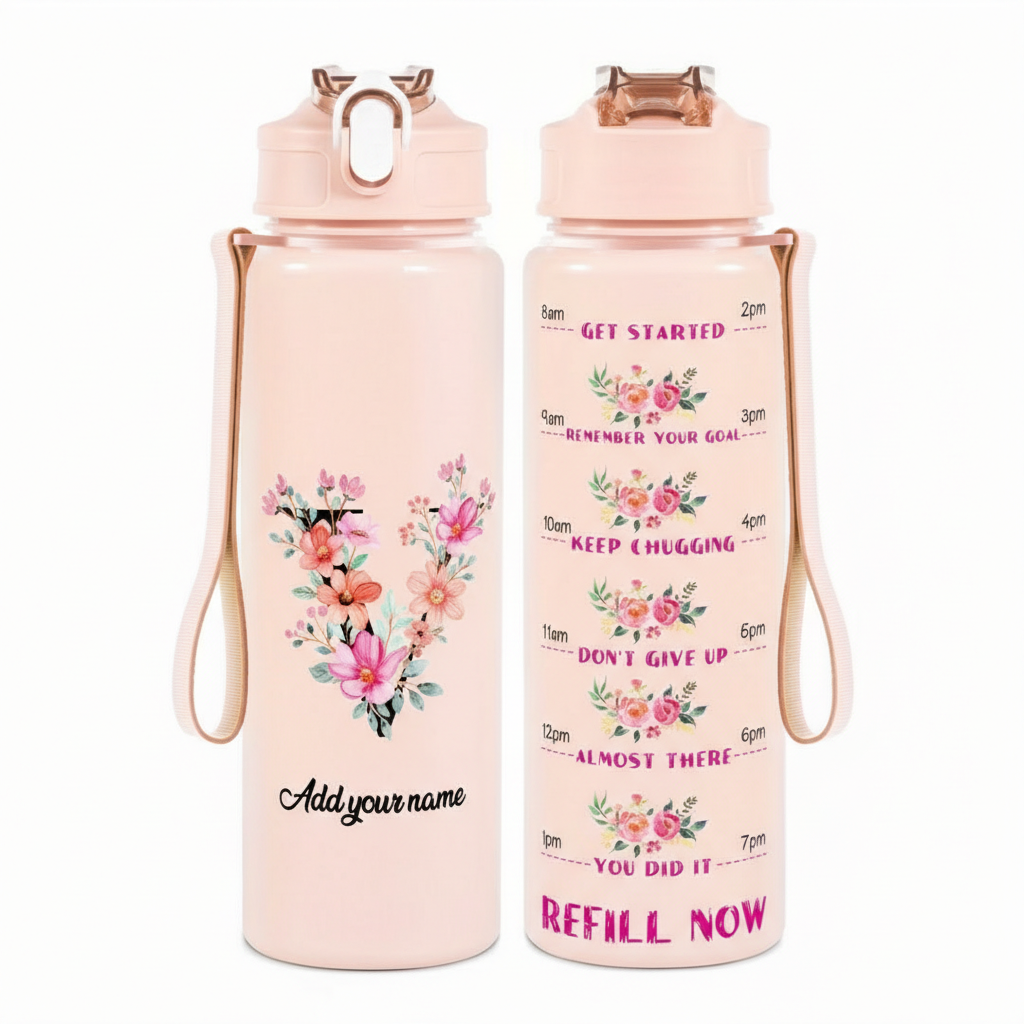 Personalized Water Tracker Bottle With Custom Name
