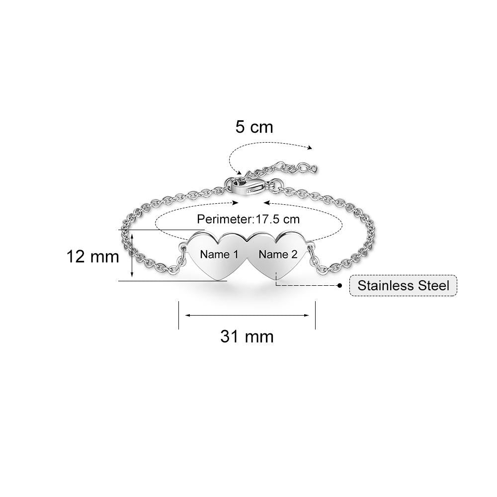 Chain Of Love - 2 Custom Name Sterling Silver Chain Bracelet-Customized Jewel