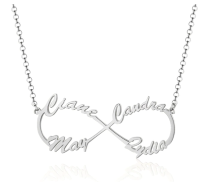 Personalized Sterling Silver Infinity Symbol 4 Custom Name Pendant Necklace, Gift for Family Members & Friends-Customized Jewel