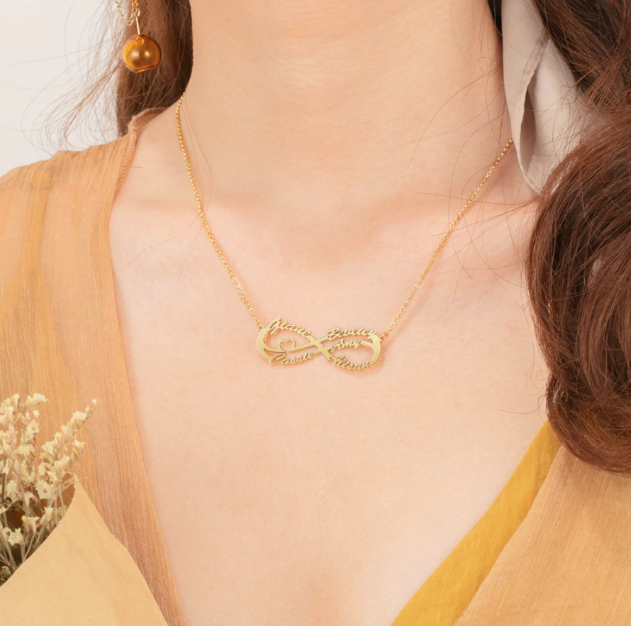 Personalized Sterling Silver Infinity Symbol 5 Custom Name Pendant Necklace, Gift for Family Members & Friends-Customized Jewel