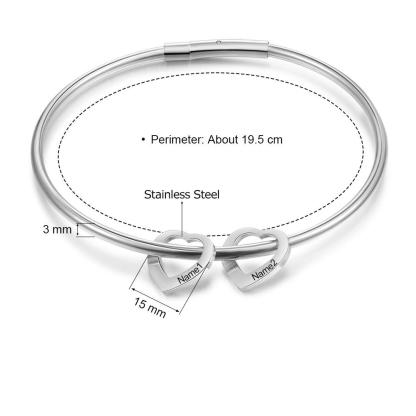 Heart On My Sleeve - 2 Name Customized Bracelet-Customized Jewel