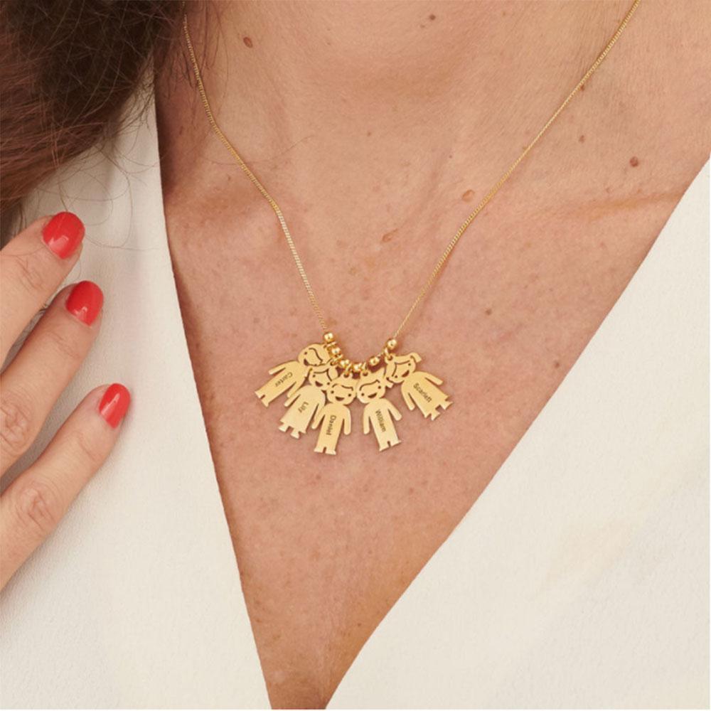 My Children Engraved Sterling Silver Necklace - 5 Custom Name & Birthstones-Customized Jewel