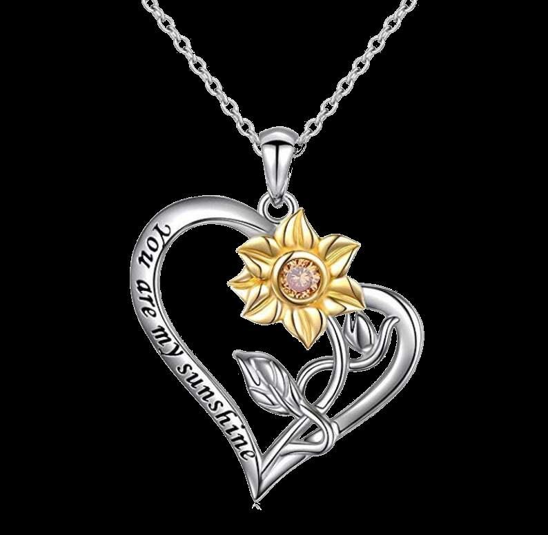 Sterling Silver Sunflower Necklace-Customized Jewel