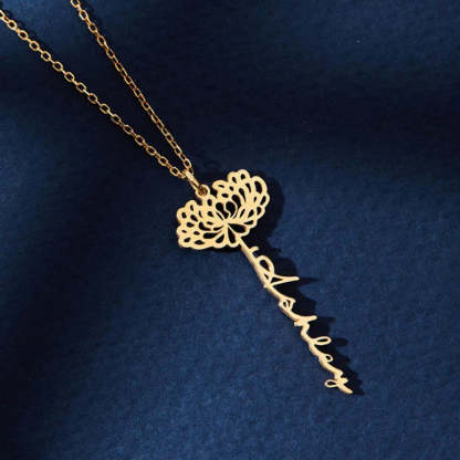 Customizable Floral Outline Pendant Necklace With Chain-Customized Jewel