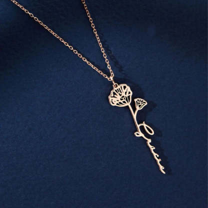 Customizable Floral Outline Pendant Necklace With Chain-Customized Jewel