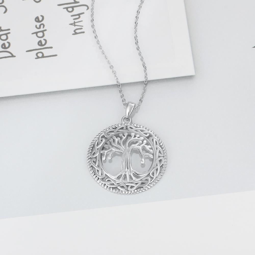 Tree of life Round Pendant Necklace for Women, Trendy Jewelry Gift for Mother-Customized Jewel