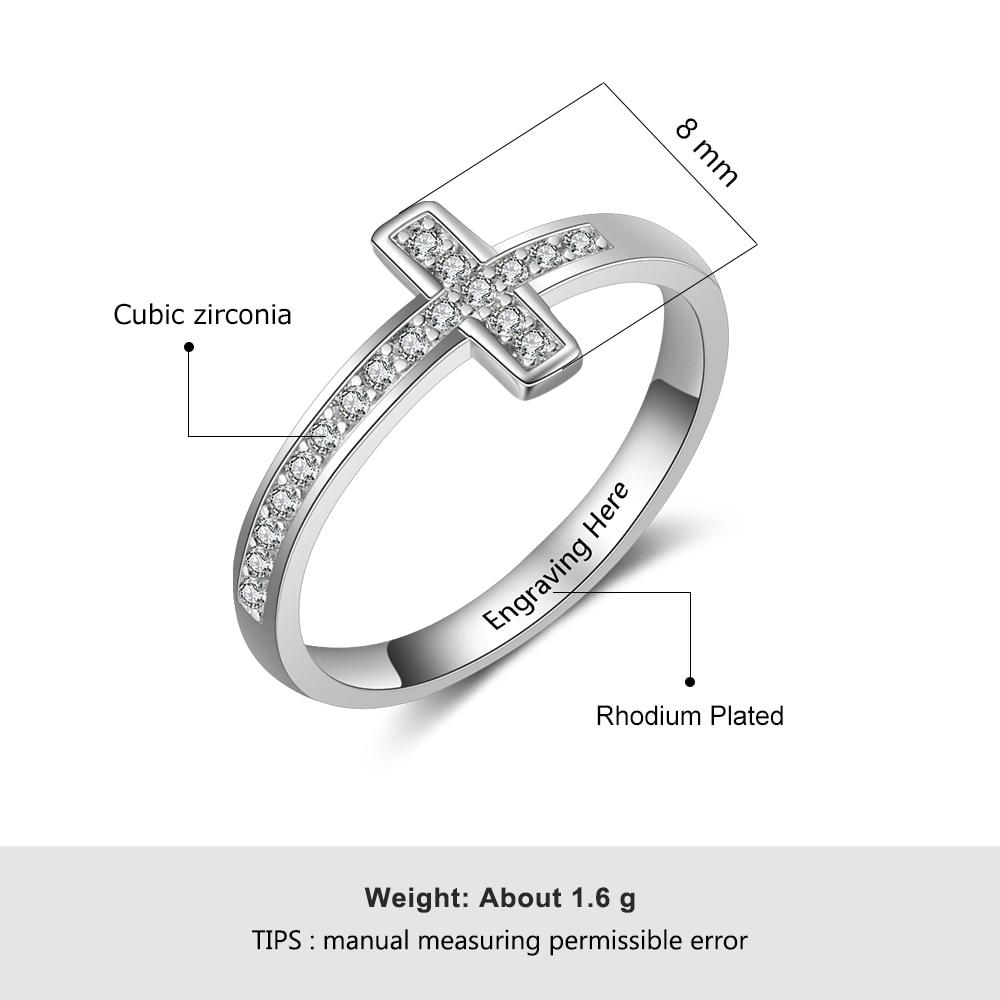 Diamond Cross - Personalized Sterling Silver Ring-Customized Jewel