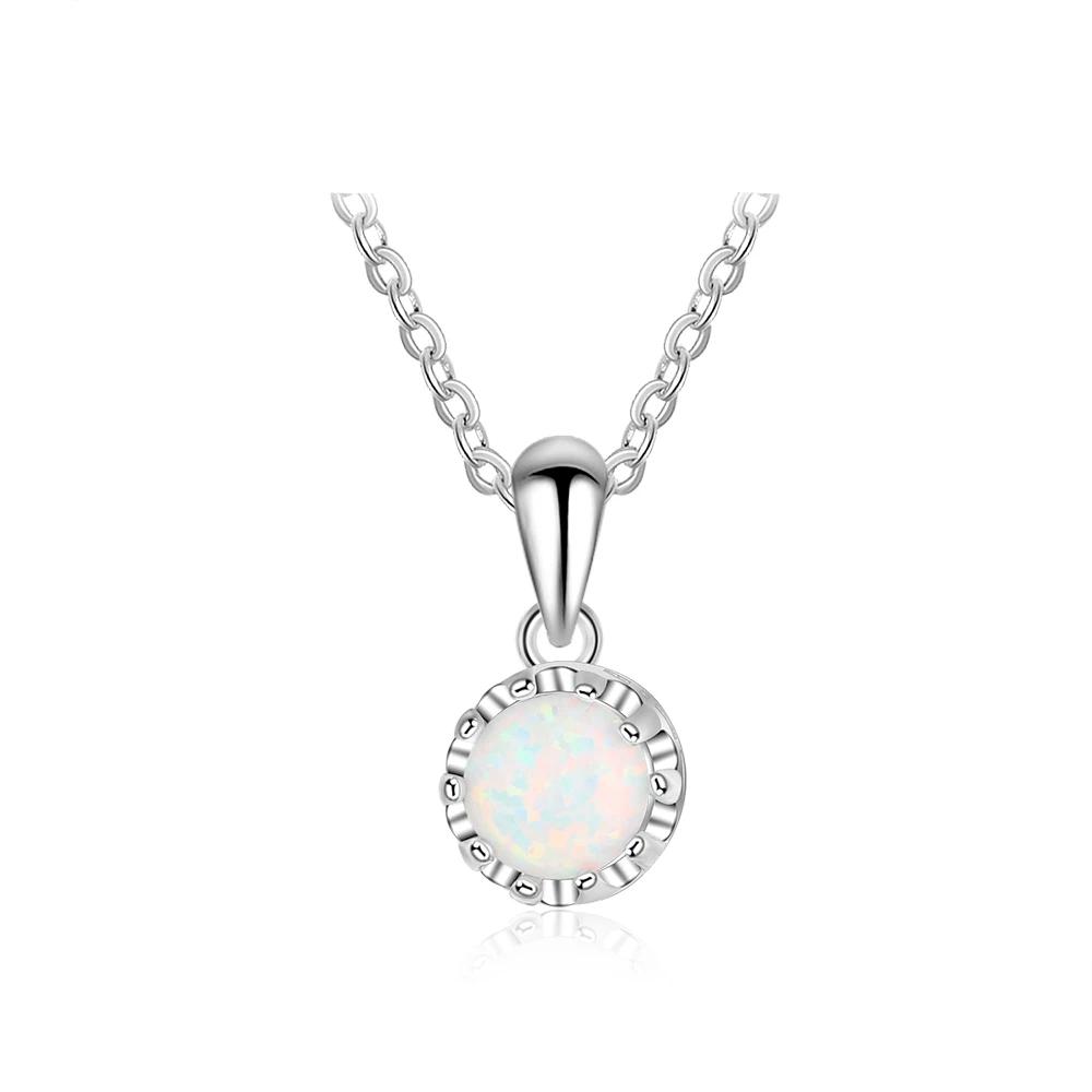 White Opal Flower Pendant Silver Necklace-Customized Jewel