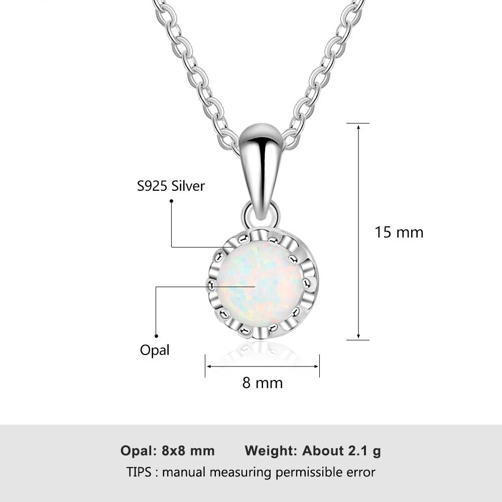 White Opal Flower Pendant Silver Necklace-Customized Jewel