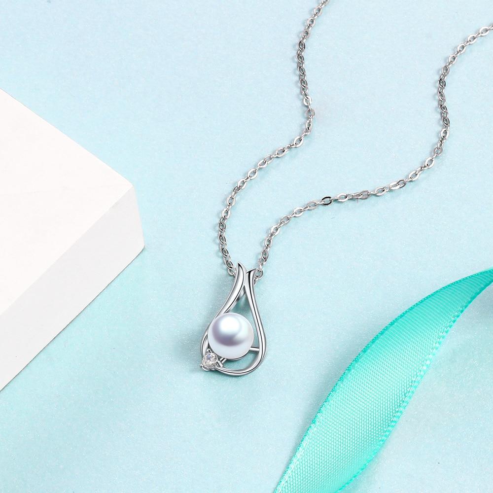 Women’s 925 Sterling Silver Necklace & Water Drop Shape Pendant with Pearl, Classic Fine Jewelry for Ladies-Customized Jewel
