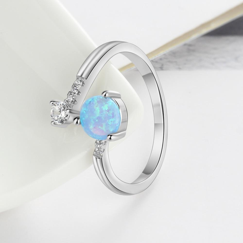 Elegant Sterling Silver Wrap Adjustable Ring Blue Pink White Opal Rings for Women Female Wedding-Customized Jewel