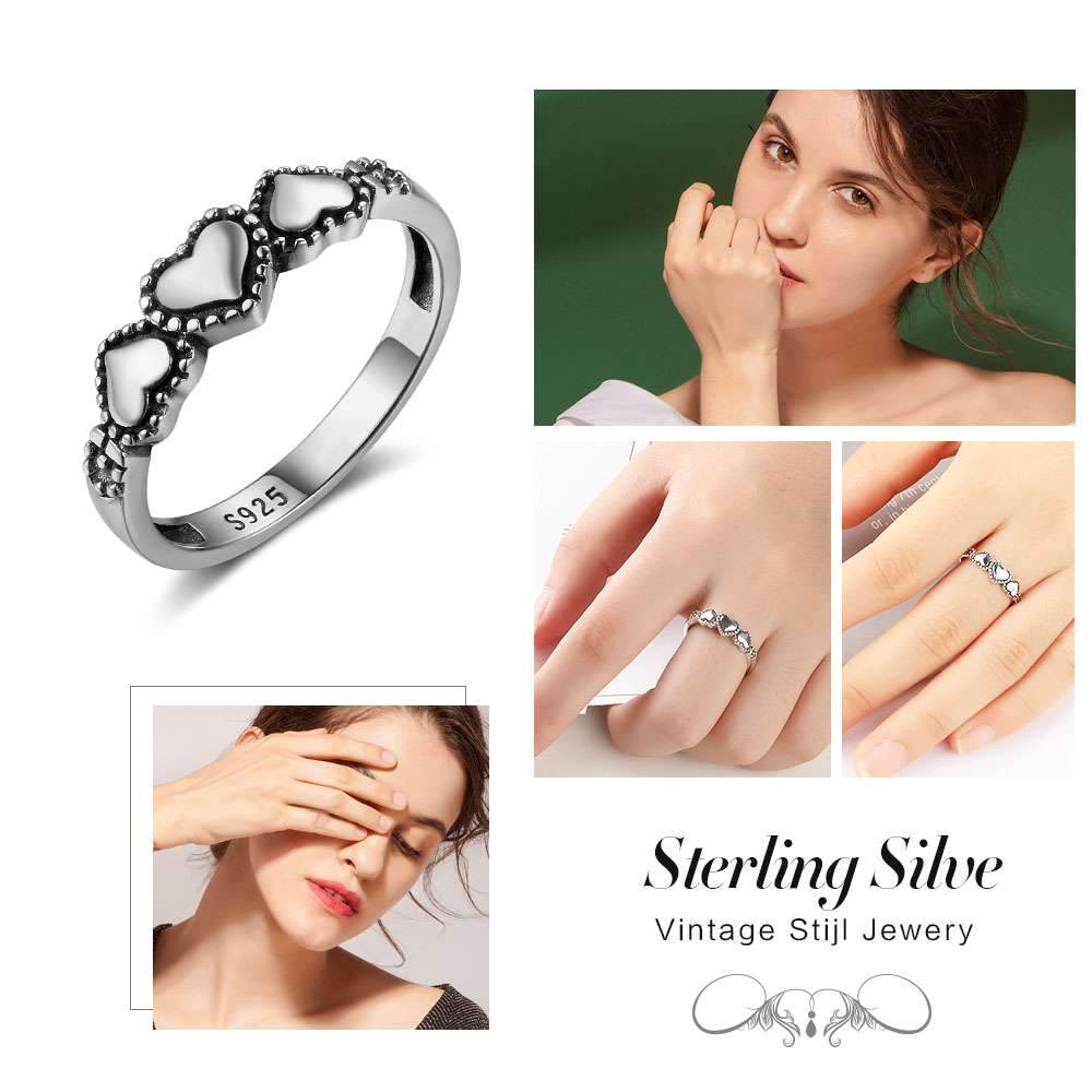 Sterling Silver Rings For Women 3 Heart-Shape Design High Quality Fashion Jewelry Gift to Friends-Customized Jewel