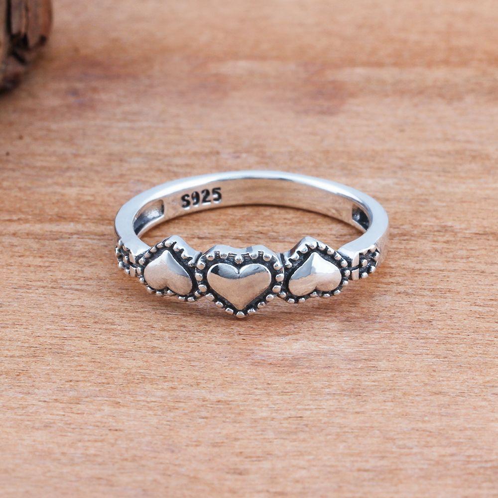 Sterling Silver Rings For Women 3 Heart-Shape Design High Quality Fashion Jewelry Gift to Friends-Customized Jewel