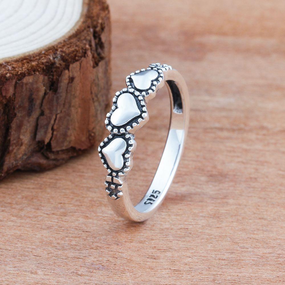 Sterling Silver Rings For Women 3 Heart-Shape Design High Quality Fashion Jewelry Gift to Friends-Customized Jewel