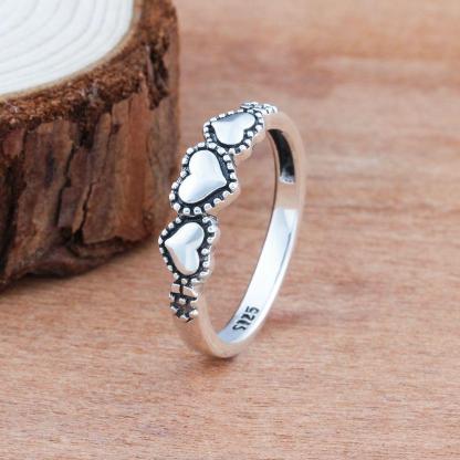 Sterling Silver Rings For Women 3 Heart-Shape Design High Quality Fashion Jewelry Gift to Friends-Customized Jewel
