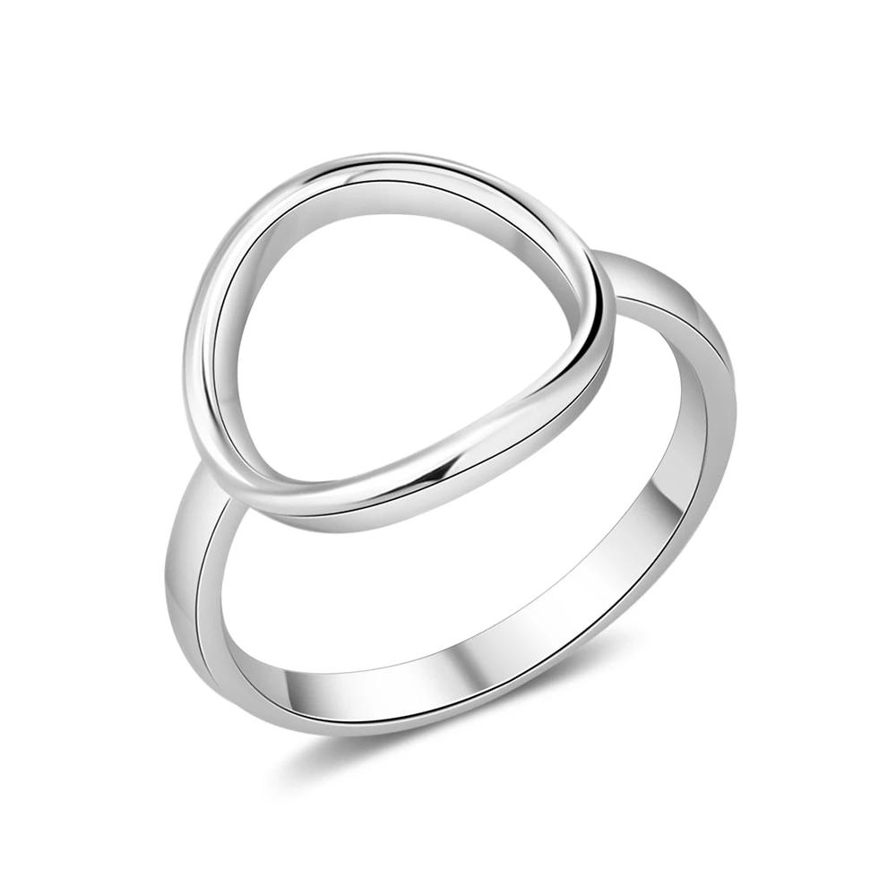 925 Sterling Silver Simple Style Hollow Round Rings for Women – Trendy Minimalist Jewelry-Customized Jewel