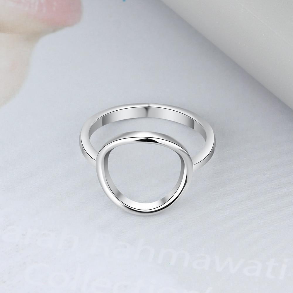 925 Sterling Silver Simple Style Hollow Round Rings for Women – Trendy Minimalist Jewelry-Customized Jewel