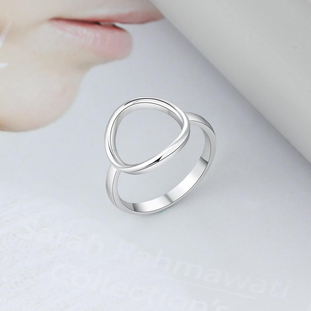 925 Sterling Silver Simple Style Hollow Round Rings for Women – Trendy Minimalist Jewelry-Customized Jewel
