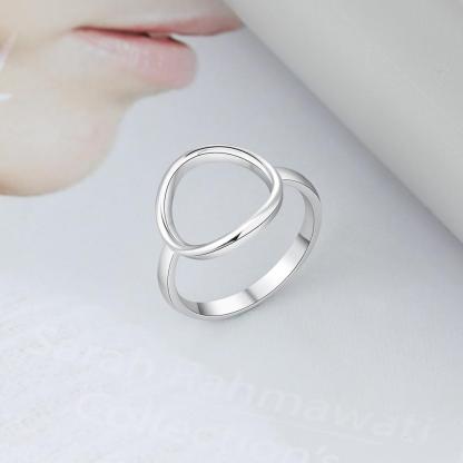 925 Sterling Silver Simple Style Hollow Round Rings for Women – Trendy Minimalist Jewelry-Customized Jewel