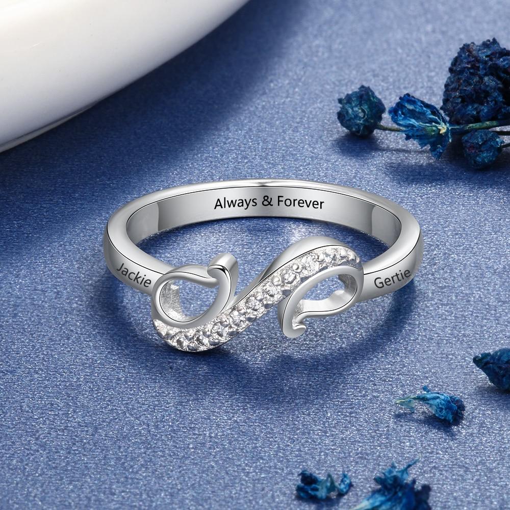 Personalized Geometric Style Engraved Name Ring - Custom Two Names - Mothers Gift-Customized Jewel