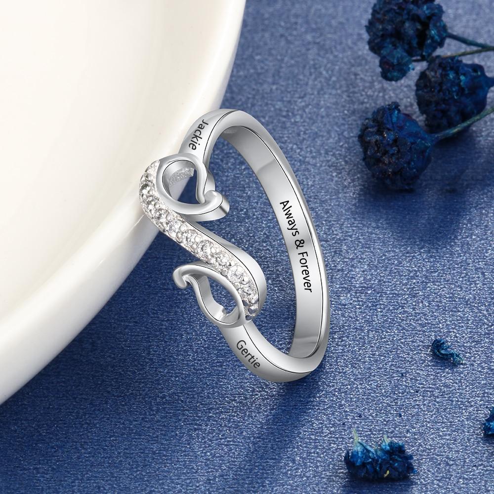 Personalized Geometric Style Engraved Name Ring - Custom Two Names - Mothers Gift-Customized Jewel