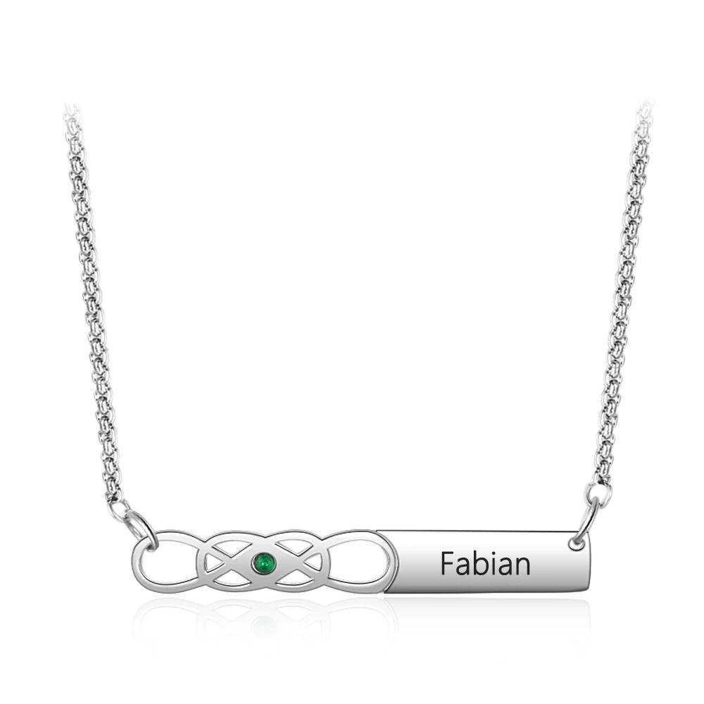 Personalized Stainless Steel Infinity Necklace with Birthstone & Engrave Name Pendant for Women, Trendy Gift-Customized Jewel
