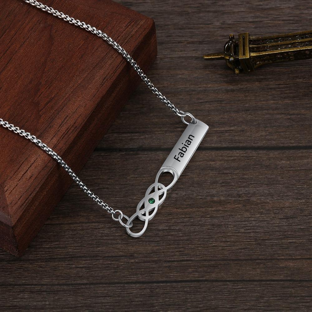 Personalized Stainless Steel Infinity Necklace with Birthstone & Engrave Name Pendant for Women, Trendy Gift-Customized Jewel