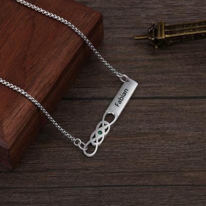 Personalized Stainless Steel Infinity Necklace with Birthstone & Engrave Name Pendant for Women, Trendy Gift-Customized Jewel