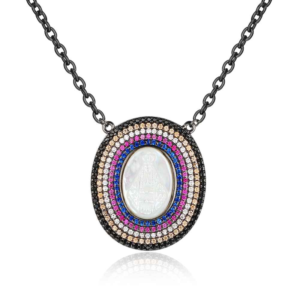 925 Sterling Silver Round Jade Stone Cubic Zirconia Pendant Choker Necklaces, Unique Jewelry Gift for Women-Customized Jewel