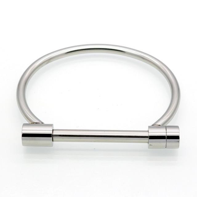 Shackle Screw Cuff Bangles for Women Punk Black Gun Rose Gold Color 316L Stainless Steel Bracelet-Customized Jewel