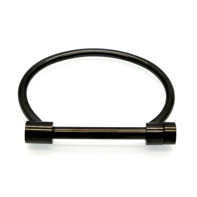Shackle Screw Cuff Bangles for Women Punk Black Gun Rose Gold Color 316L Stainless Steel Bracelet-Customized Jewel