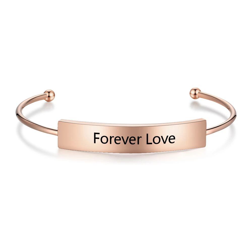Personalized Custom Name Cuff Bracelets & Bangles Rose Gold Color Bar Bracelets for Women Anniversary Gift-Customized Jewel
