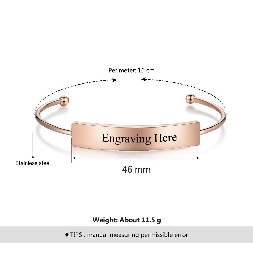 Personalized Custom Name Cuff Bracelets & Bangles Rose Gold Color Bar Bracelets for Women Anniversary Gift-Customized Jewel