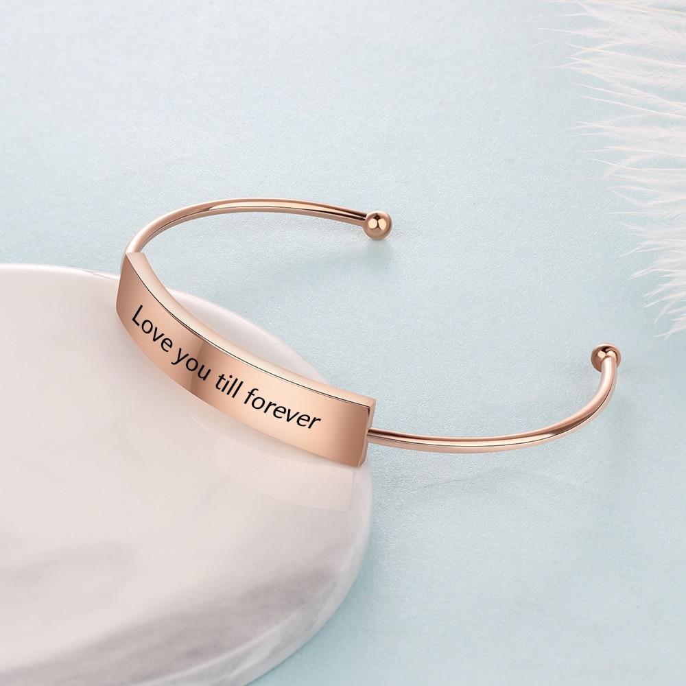 Personalized Custom Name Cuff Bracelets & Bangles Rose Gold Color Bar Bracelets for Women Anniversary Gift-Customized Jewel