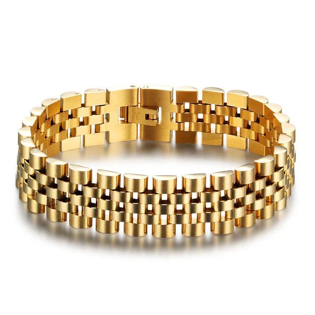 Gold Color Stainless Steel Bracelet, Luxury Men’s Wristband, Jewelry Gift for Men-Customized Jewel