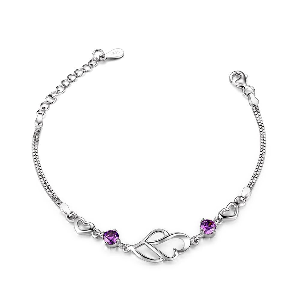 925 Sterling Silver Bracelets For Women Fashion Party Jewelry Purple Cubic Zirconia Bracelets & Bangles Gift-Customized Jewel