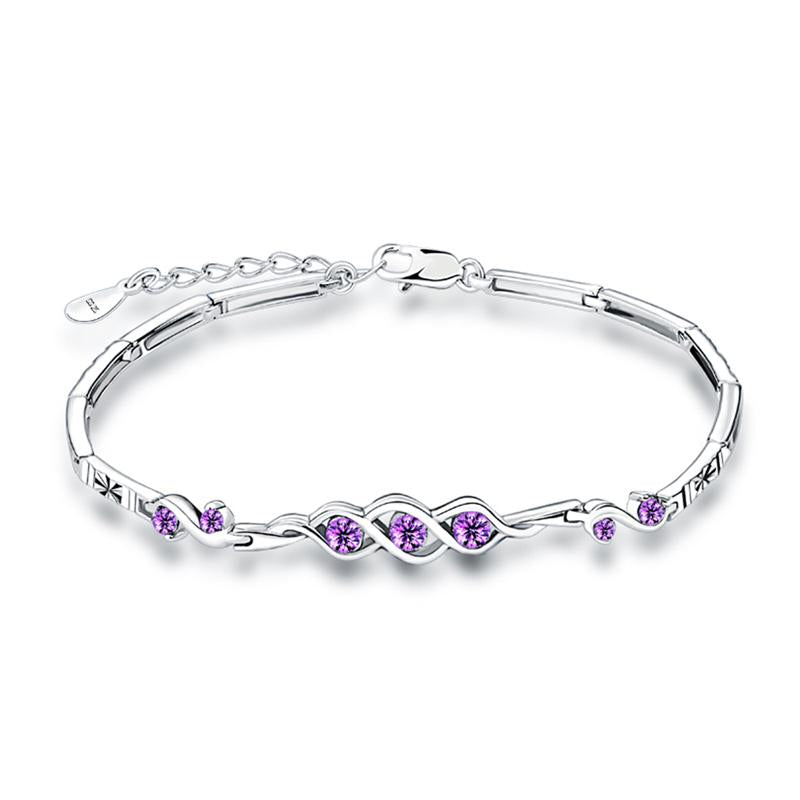 Fashion 925 Sterling Silver Wedding Bracelet with Cubic Zirconia for Women, Gift Bracelets & Bangles-Customized Jewel