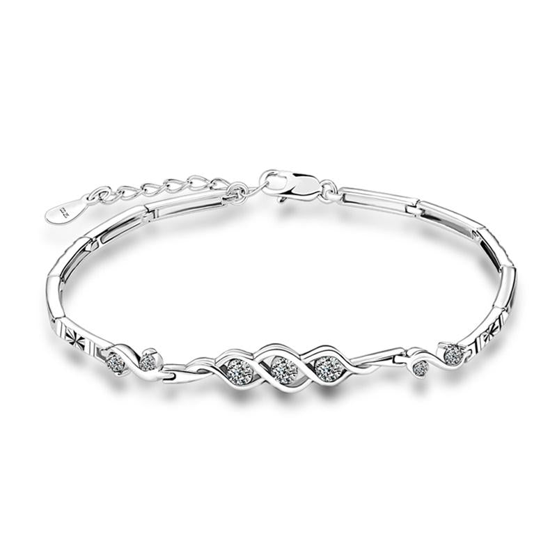 Fashion 925 Sterling Silver Wedding Bracelet with Cubic Zirconia for Women, Gift Bracelets & Bangles-Customized Jewel