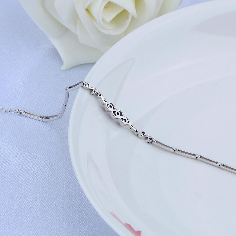 Fashion 925 Sterling Silver Wedding Bracelet with Cubic Zirconia for Women, Gift Bracelets & Bangles-Customized Jewel