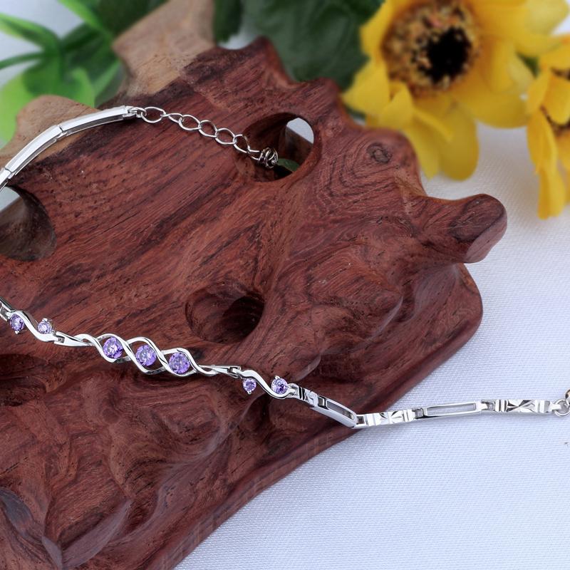 Fashion 925 Sterling Silver Wedding Bracelet with Cubic Zirconia for Women, Gift Bracelets & Bangles-Customized Jewel