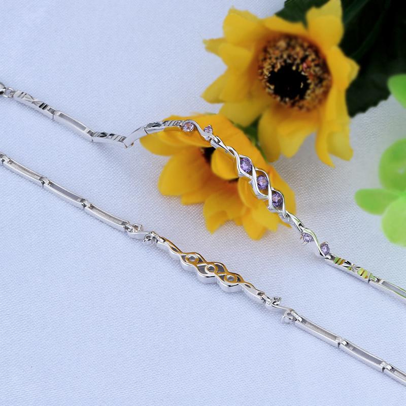 Fashion 925 Sterling Silver Wedding Bracelet with Cubic Zirconia for Women, Gift Bracelets & Bangles-Customized Jewel