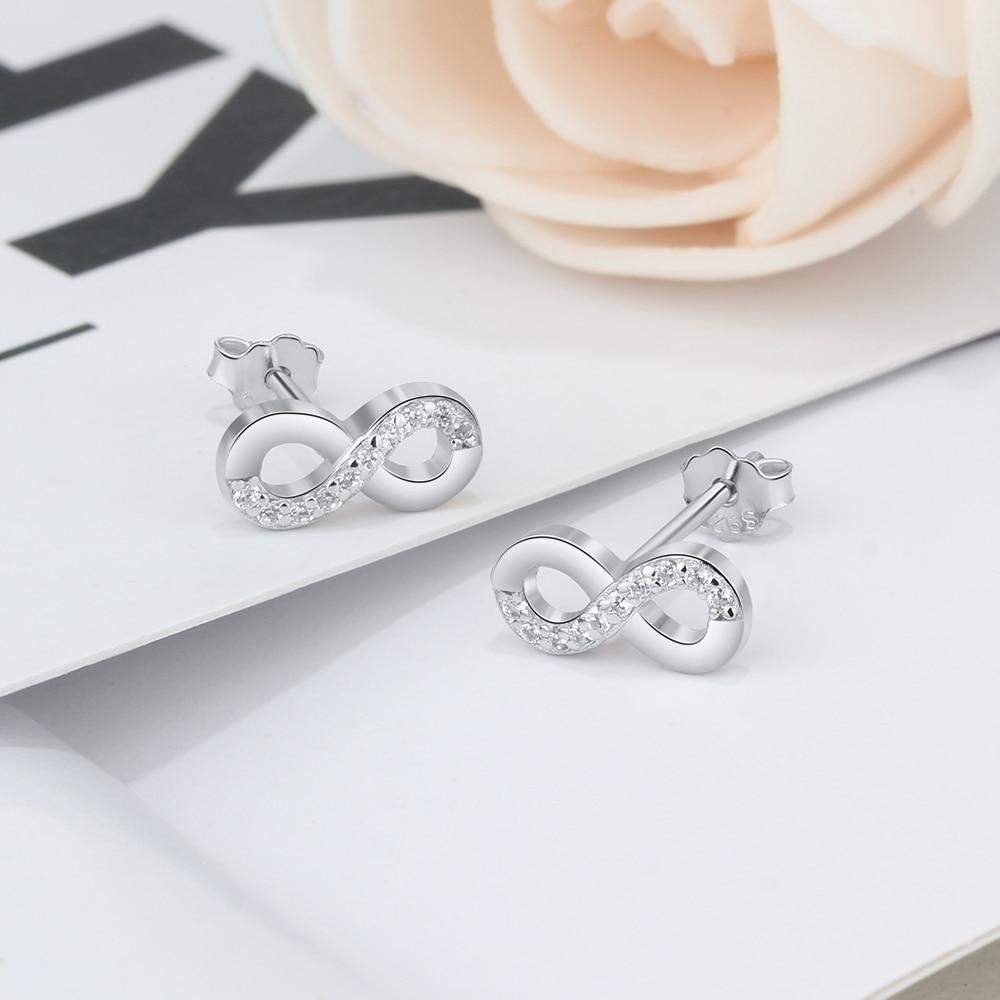 Infinity Love 925 Sterling Silver Cubic Zirconia Stud Earrings Trendy Party Accessories Earrings for Women-Customized Jewel