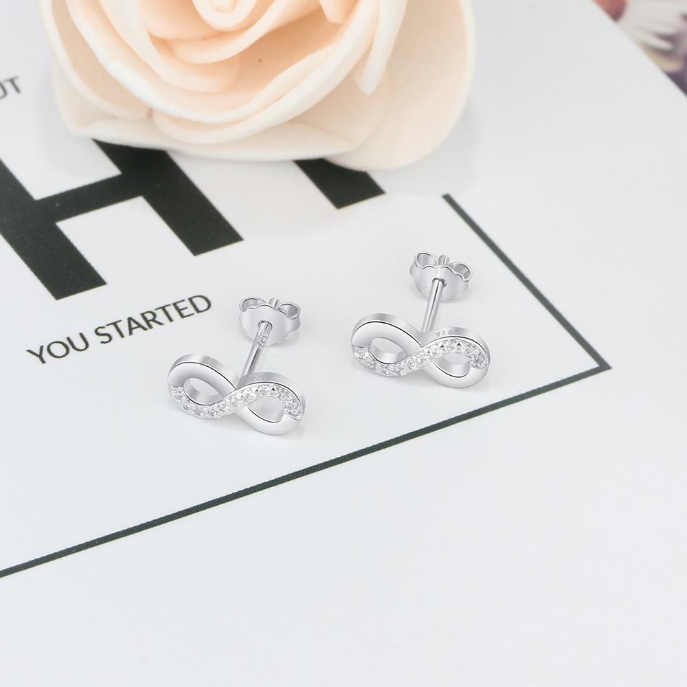 Infinity Love 925 Sterling Silver Cubic Zirconia Stud Earrings Trendy Party Accessories Earrings for Women-Customized Jewel